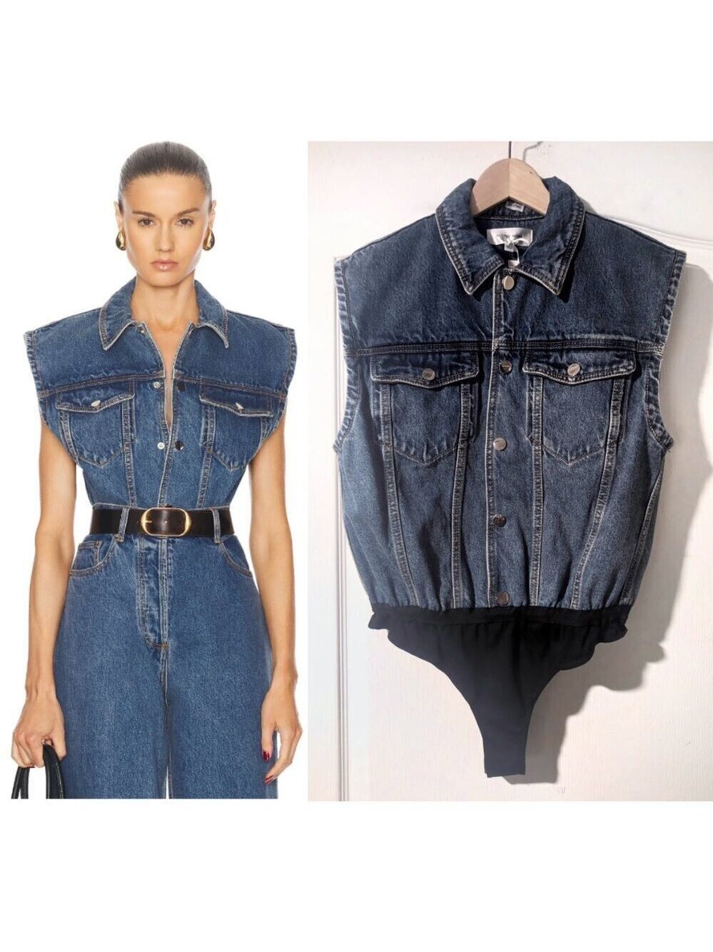 Ronny Kobo | Carlyle Denim Bodysuit In Light Wash Blue